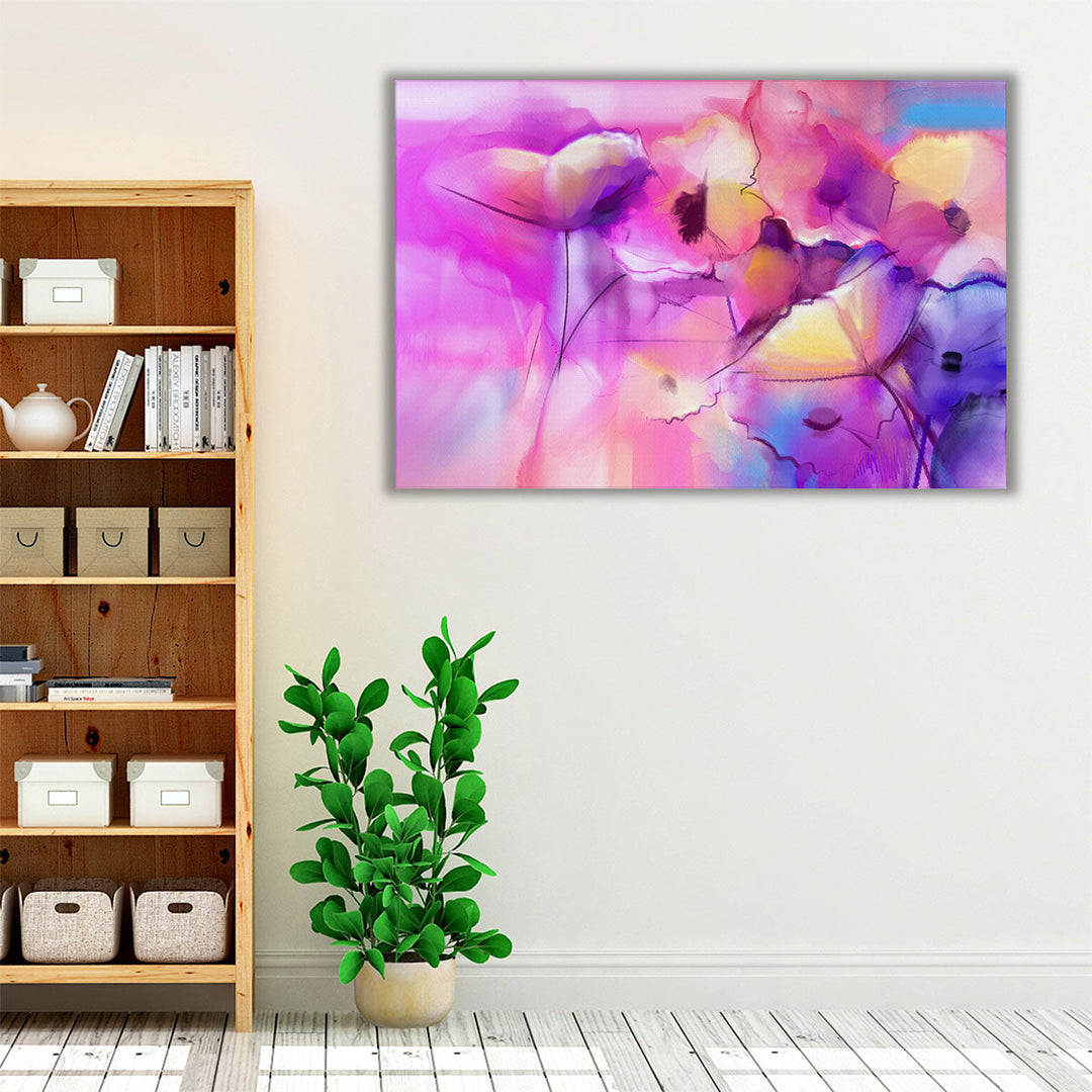 Abstract Tulip Flowers Watercolor Painting - Canvas Print Wall Art