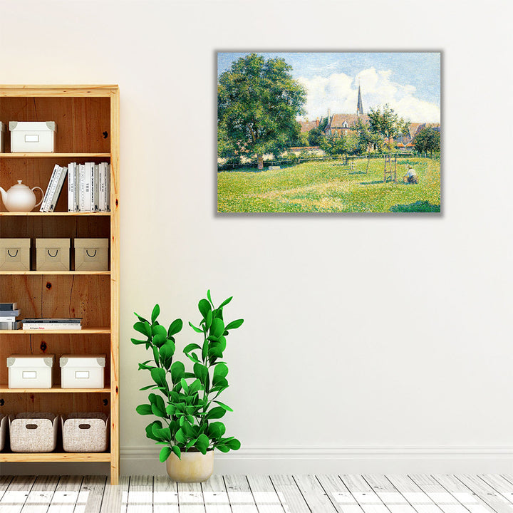 The House of the Deaf Woman and the Belfry at Eragny - Canvas Print Wall Art