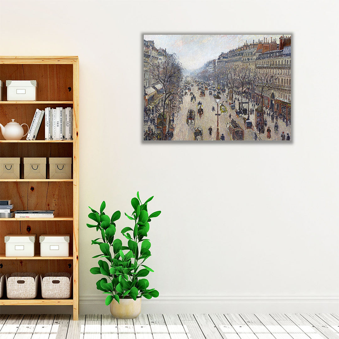 Boulevard Montmartre, Morning, Cloudy Weather - Canvas Print Wall Art