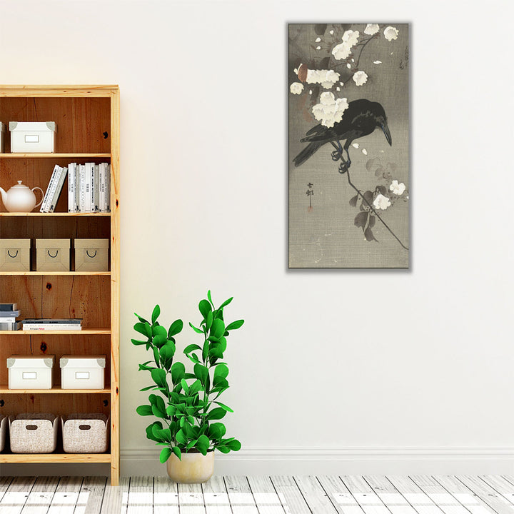 Crow with Cherry Blossom, 1900 - 1930 - Canvas Print Wall Art