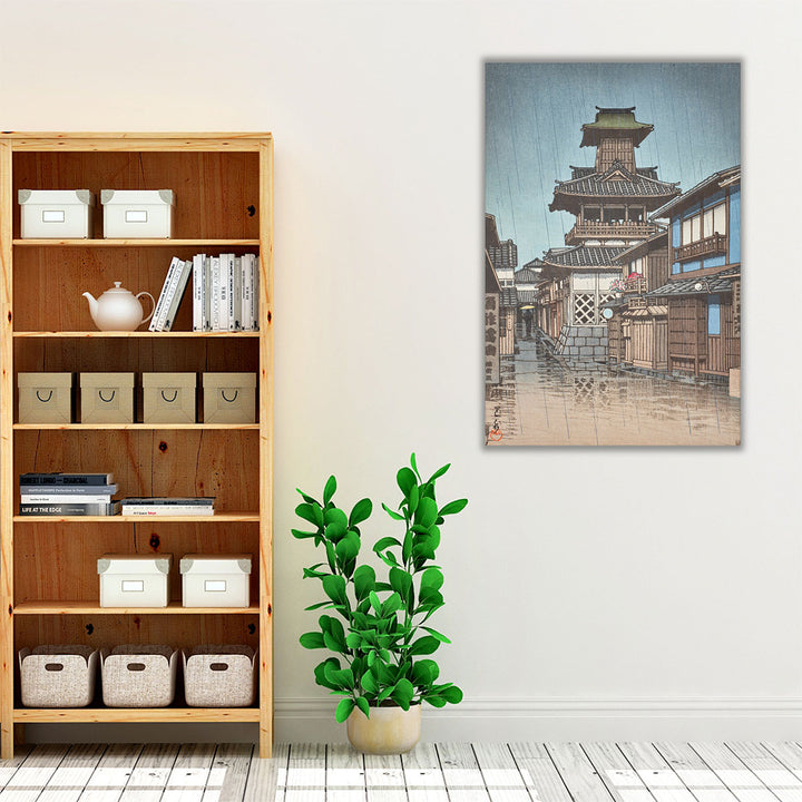Bell Tower in Rain, Okayama, 1947 - Canvas Print Wall Art