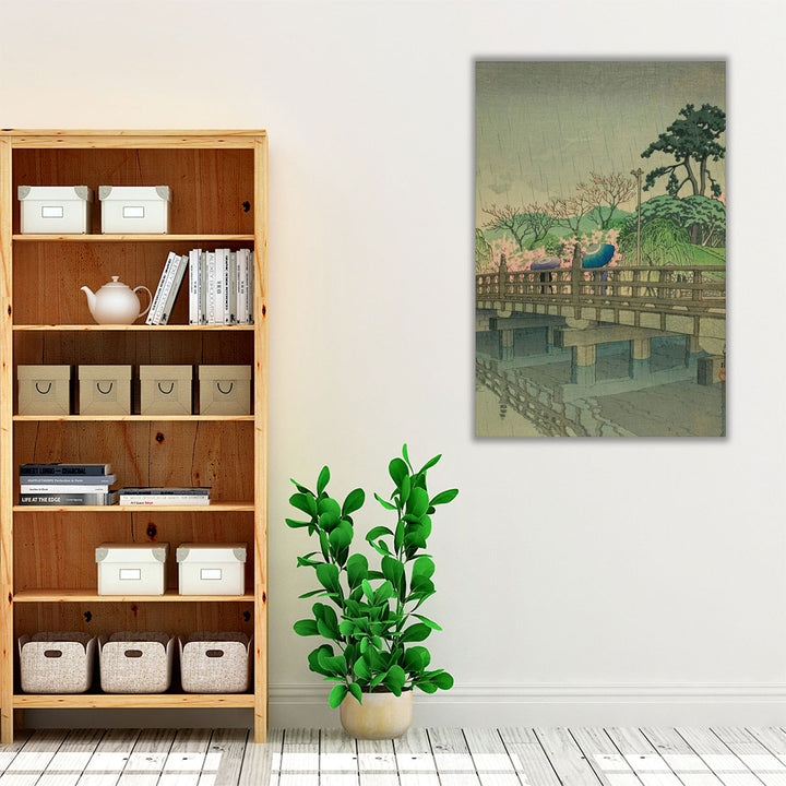 Spring Rain at Benkei Bridge - Canvas Print Wall Art