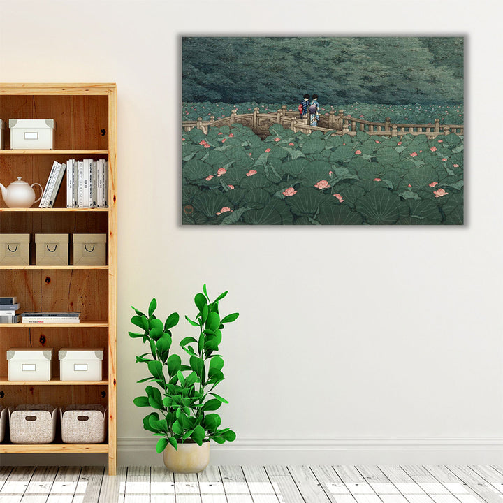 The Pond at Benten Shrine in Shiba - Canvas Print Wall Art