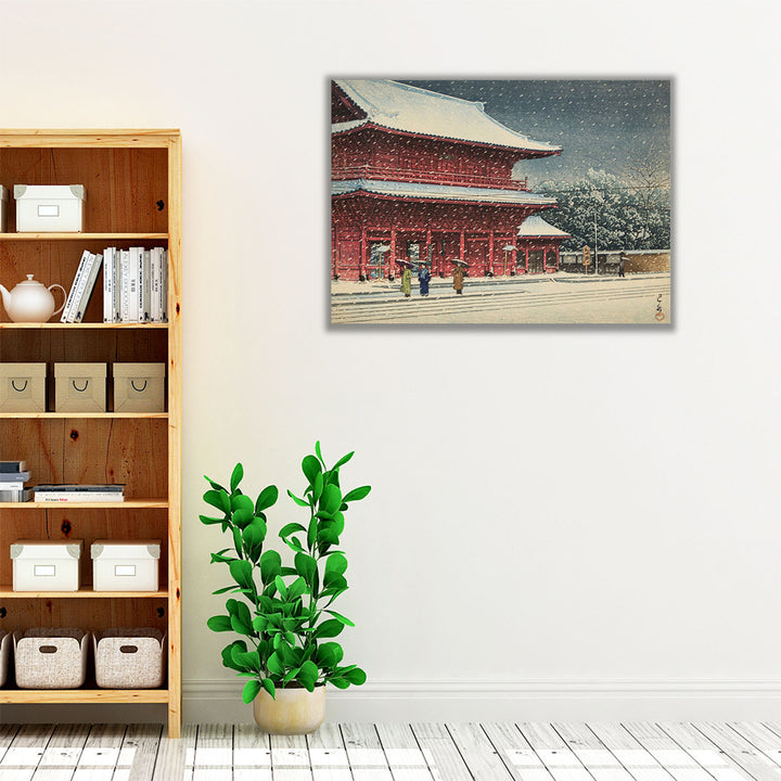 Snow at Zojoji Temple, 1953 - Canvas Print Wall Art