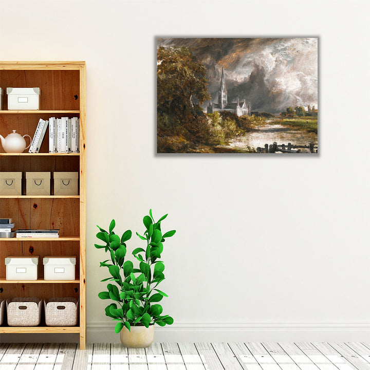 Salisbury Cathedral From The Meadows - Canvas Print Wall Art