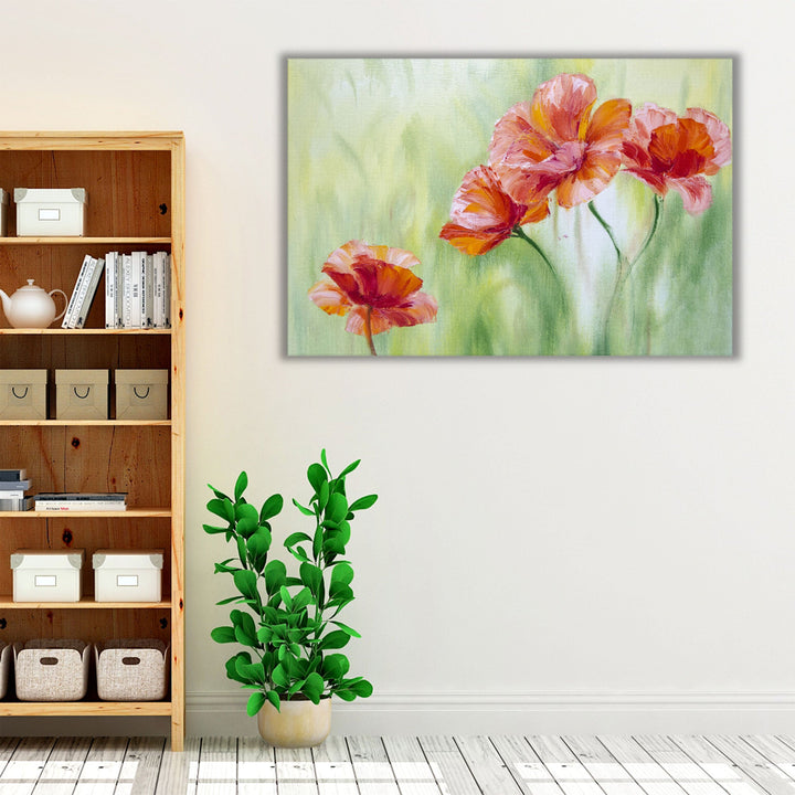 Poppies in The Morning, Oil Painting - Canvas Print Wall Art