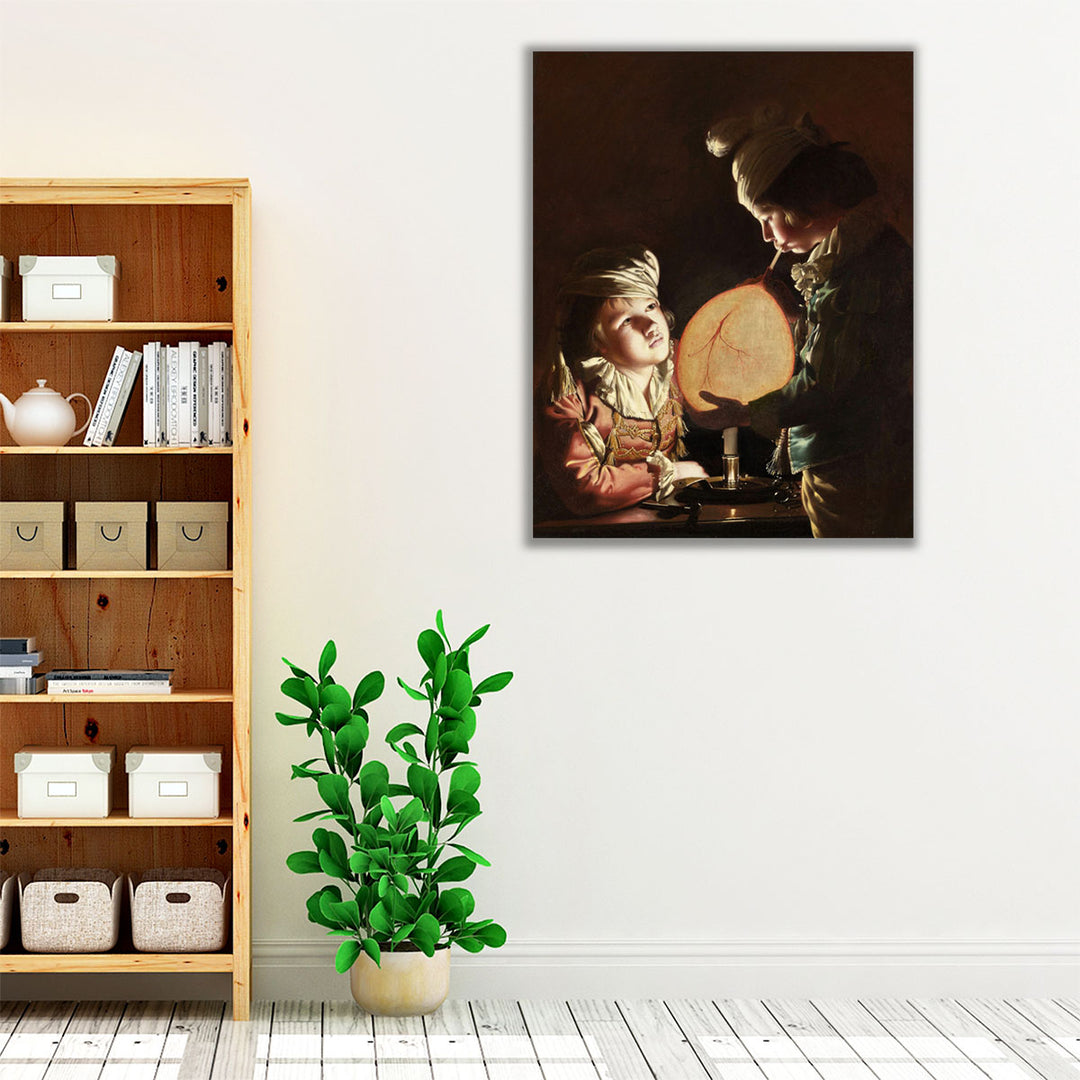 Two Boys with a Bladder - Canvas Print Wall Art