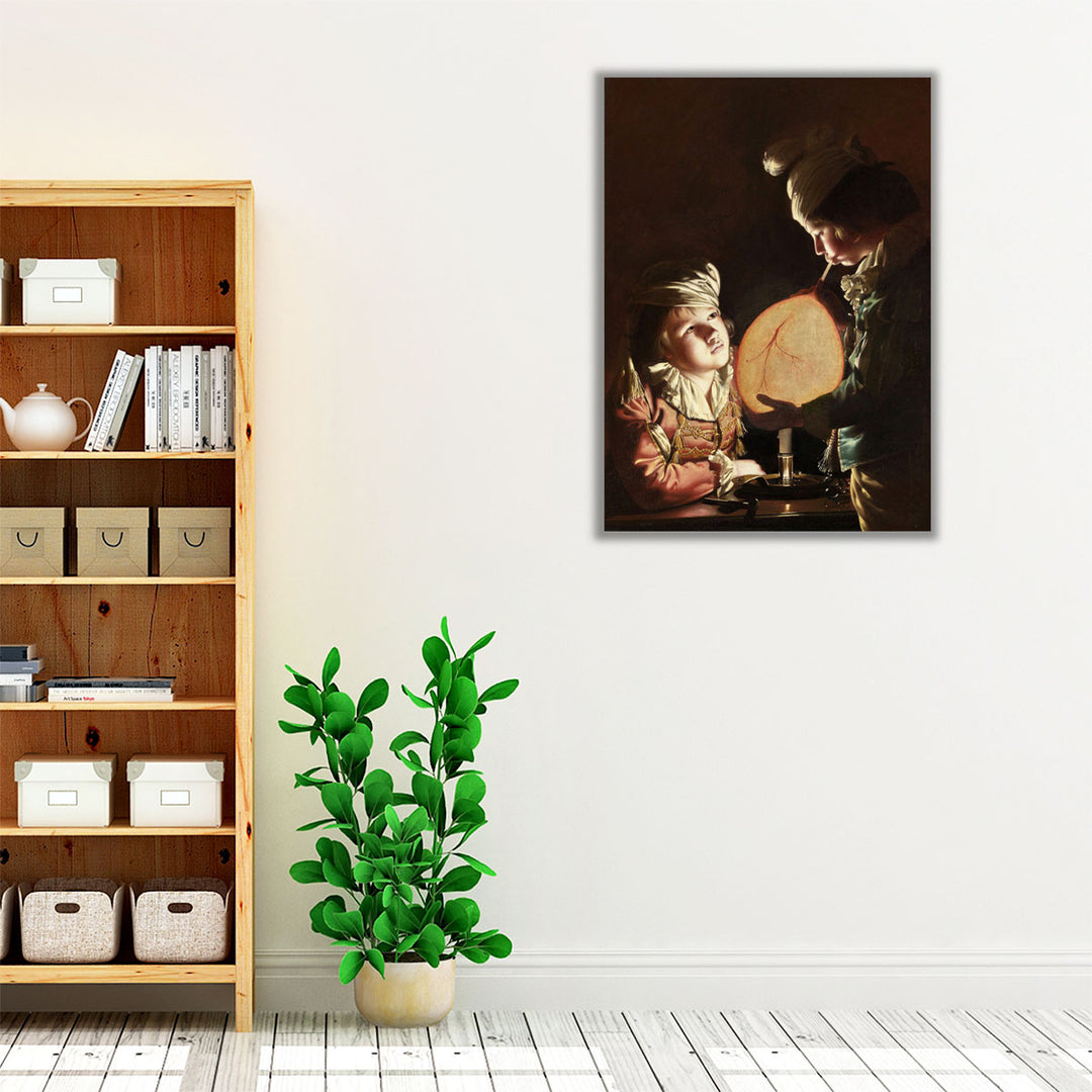 Two Boys with a Bladder - Canvas Print Wall Art