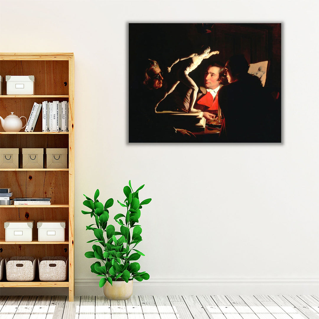 Three Persons Viewing the Gladiator by Candlelight - Canvas Print Wall Art