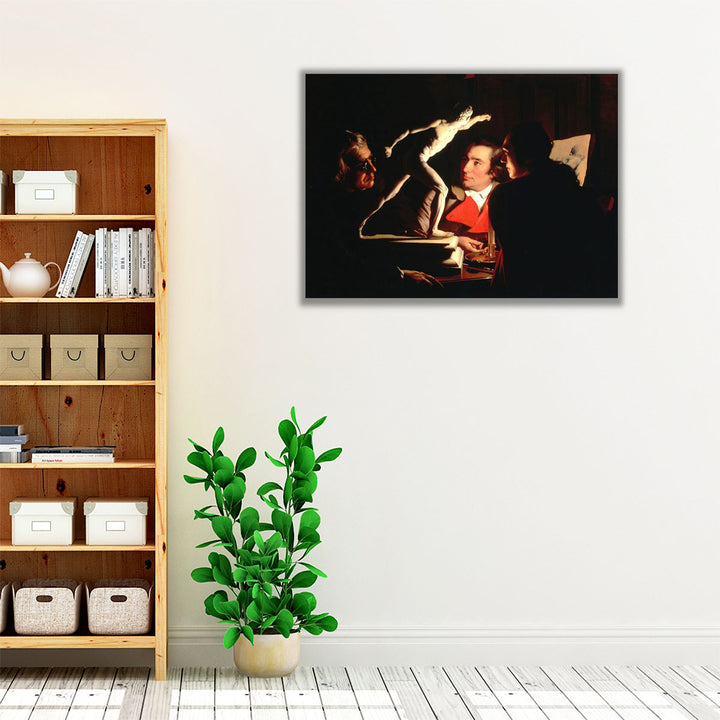 Three Persons Viewing the Gladiator by Candlelight - Canvas Print Wall Art
