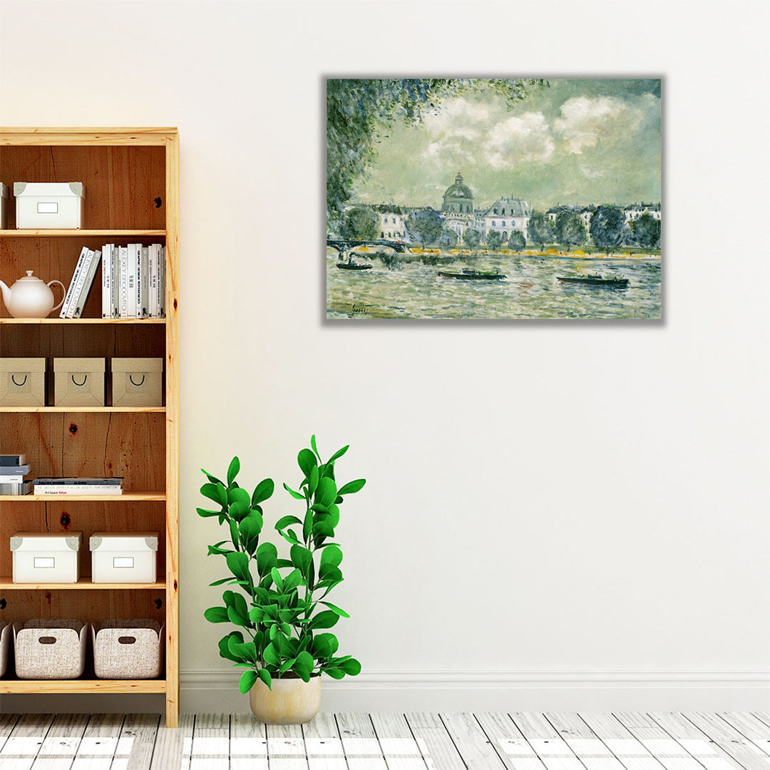 Landscape along the Seine with the Institut de France - Canvas Print Wall Art