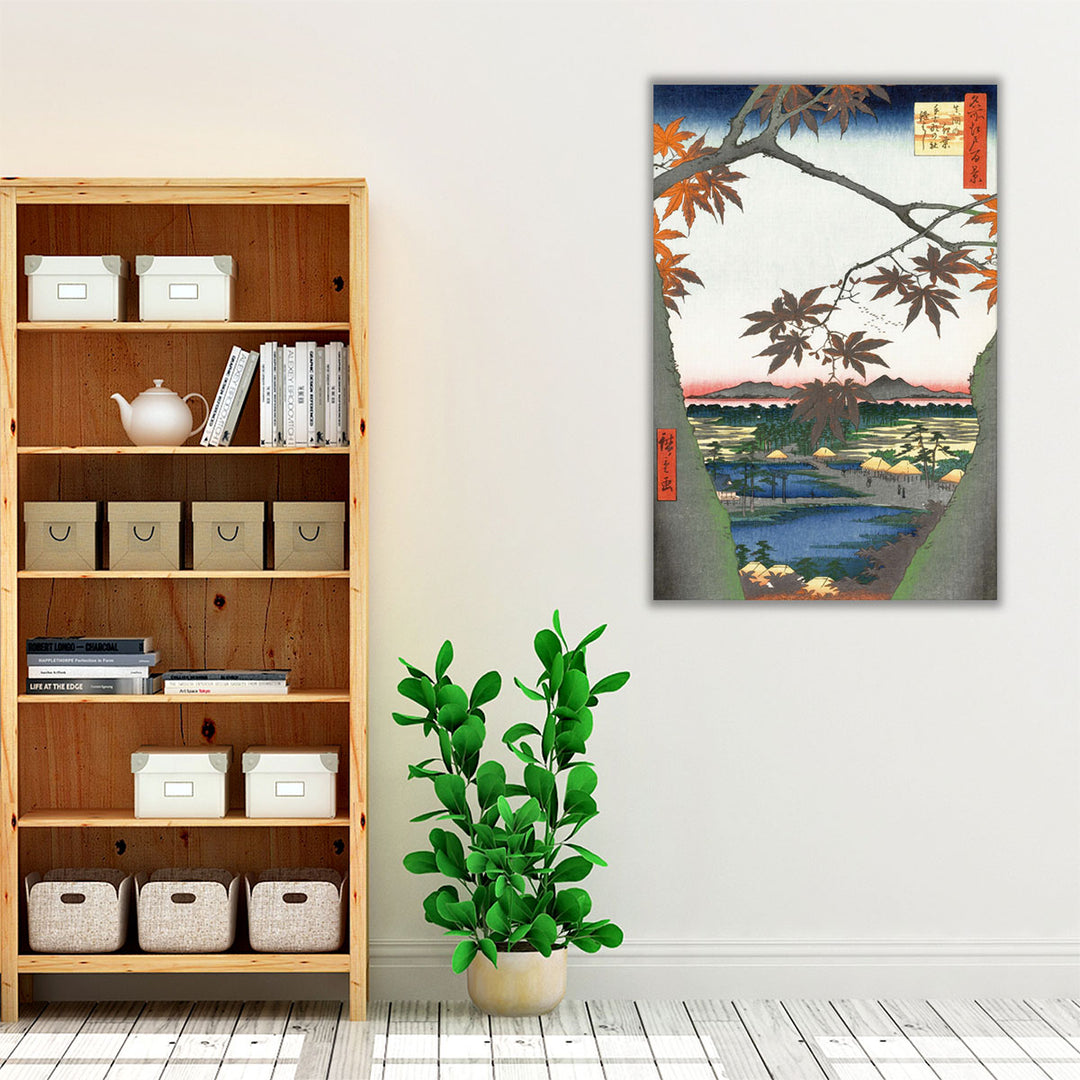 Maple Leaves, the Tekona Shrine and the Bridge Print - Canvas Print Wall Art