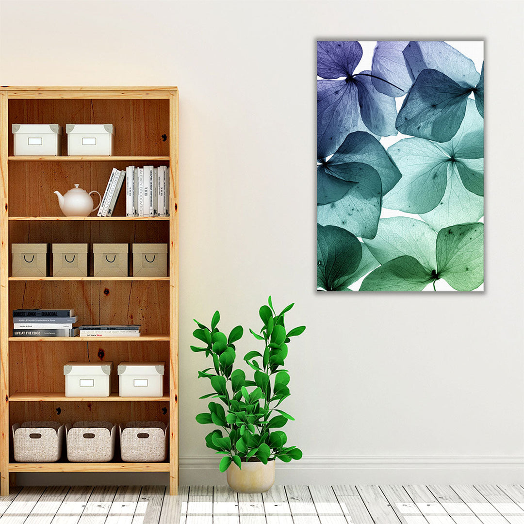 Turquoise Flower Petal Abstract Art - Canvas Print Wall Art