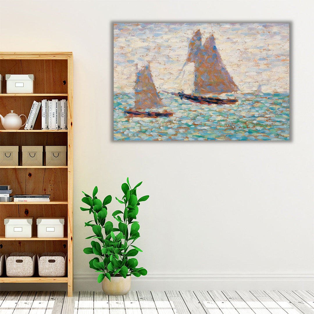 Two Sailboats at Grandcamp - Canvas Print Wall Art