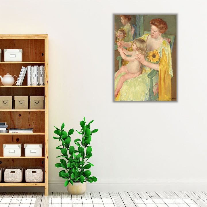 Woman with a Sunflower - Canvas Print Wall Art
