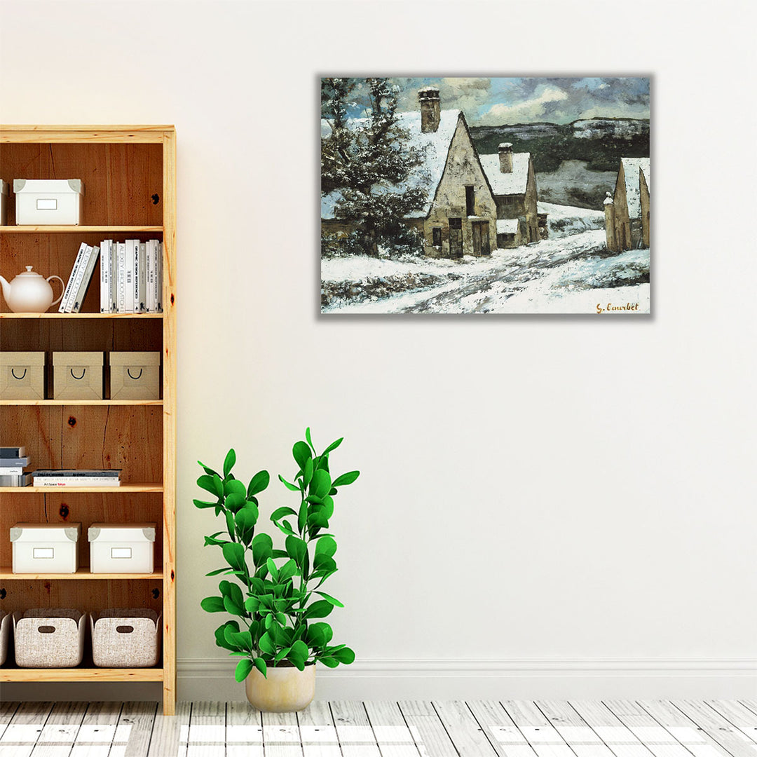 Village Edge in Winter, 1868 - Canvas Print Wall Art