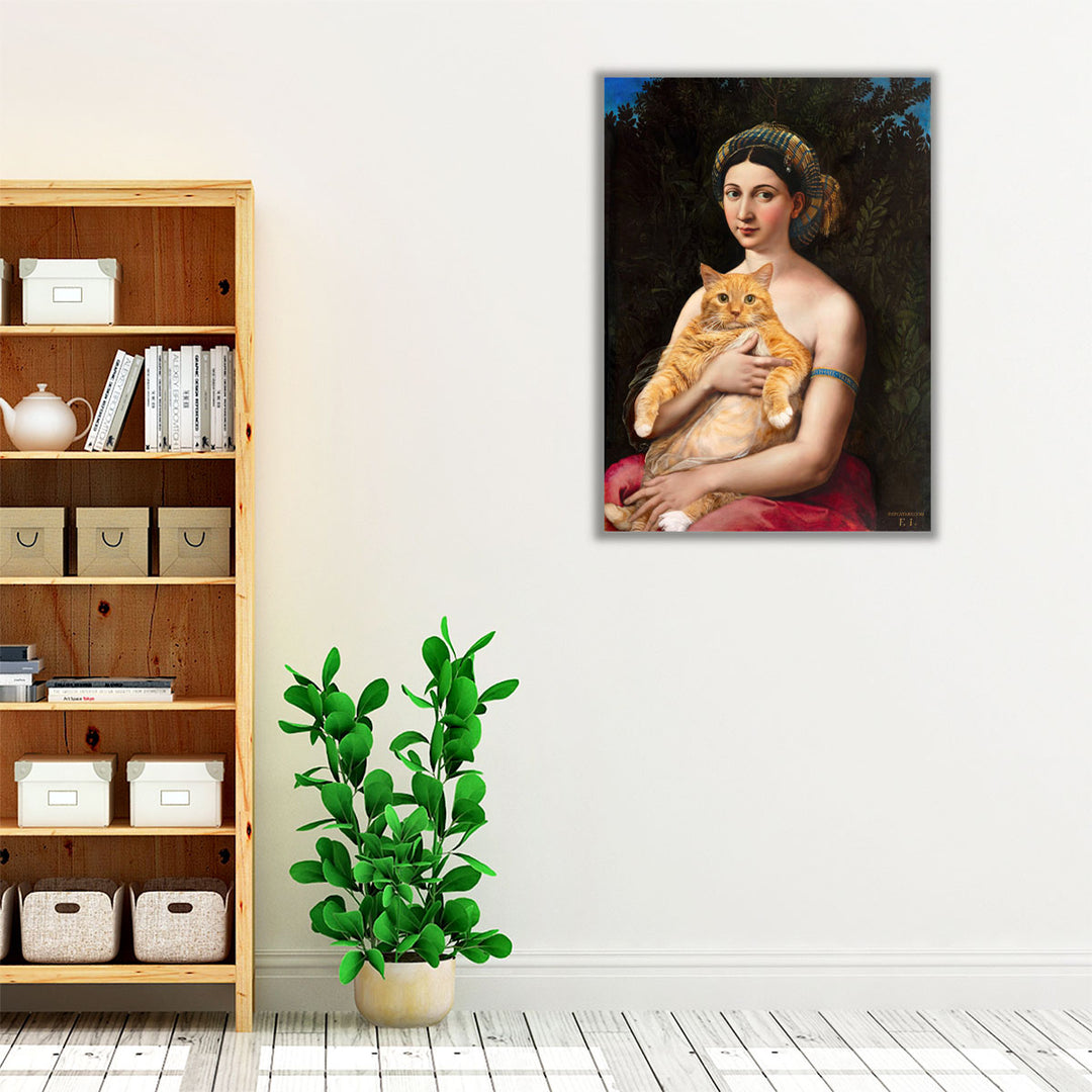 La Fornarina and the Cat - Canvas Print Wall Art