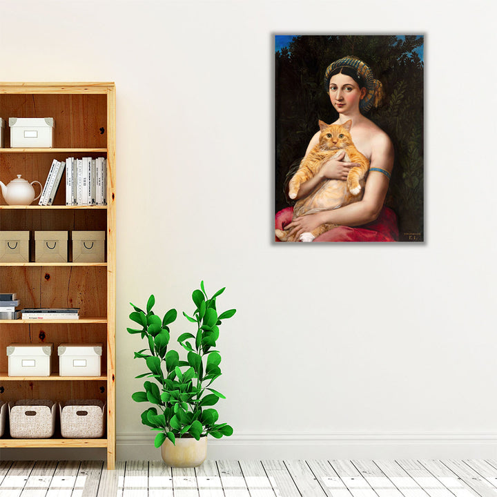 La Fornarina and the Cat - Canvas Print Wall Art