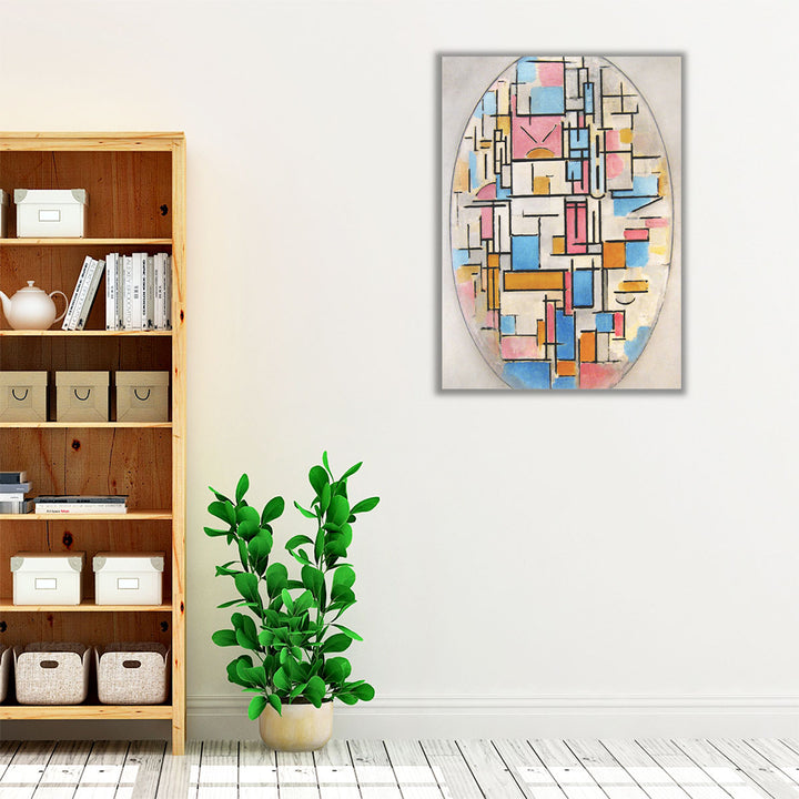 Composition in Oval with Color Planes 1 - Canvas Print Wall Art