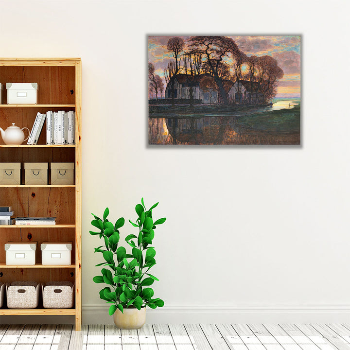 Farm Near Duivendrecht, in the Evening - Canvas Print Wall Art