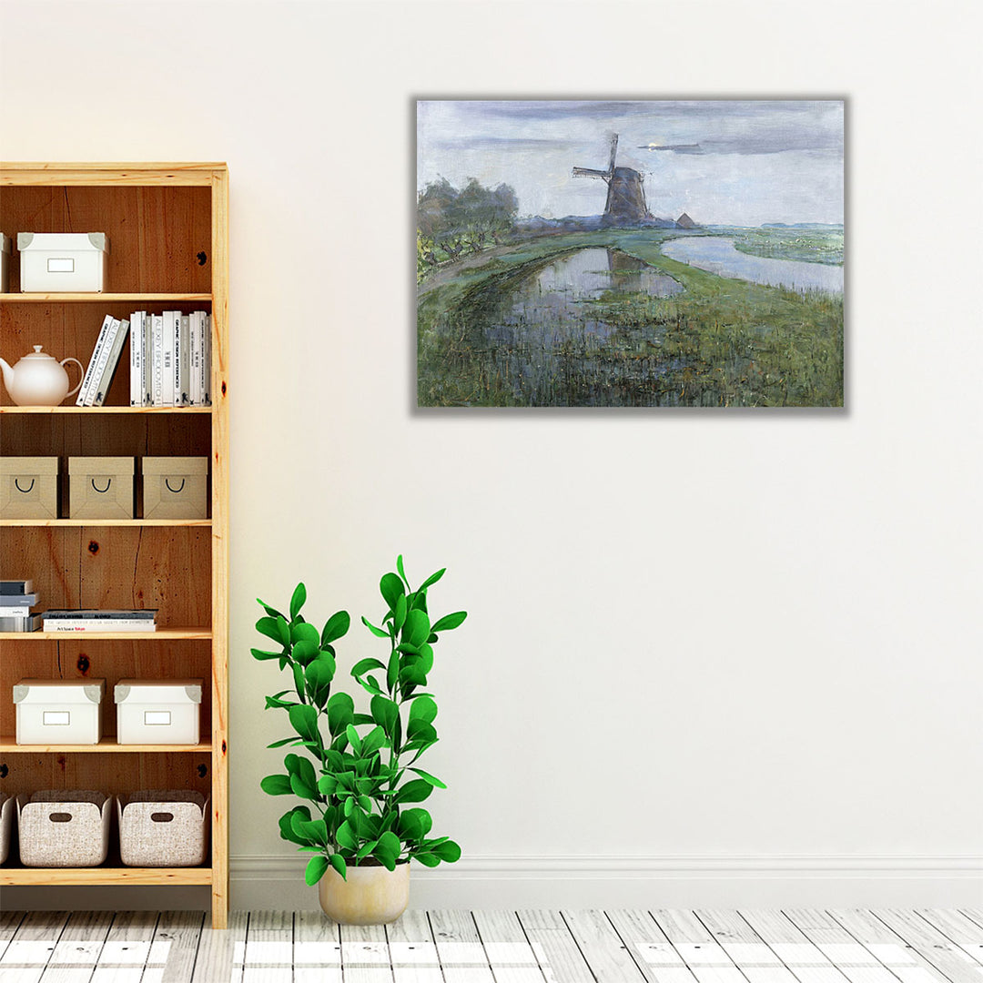 Oostzijdse Mill along the River Gein by Moonlight - Canvas Print Wall Art