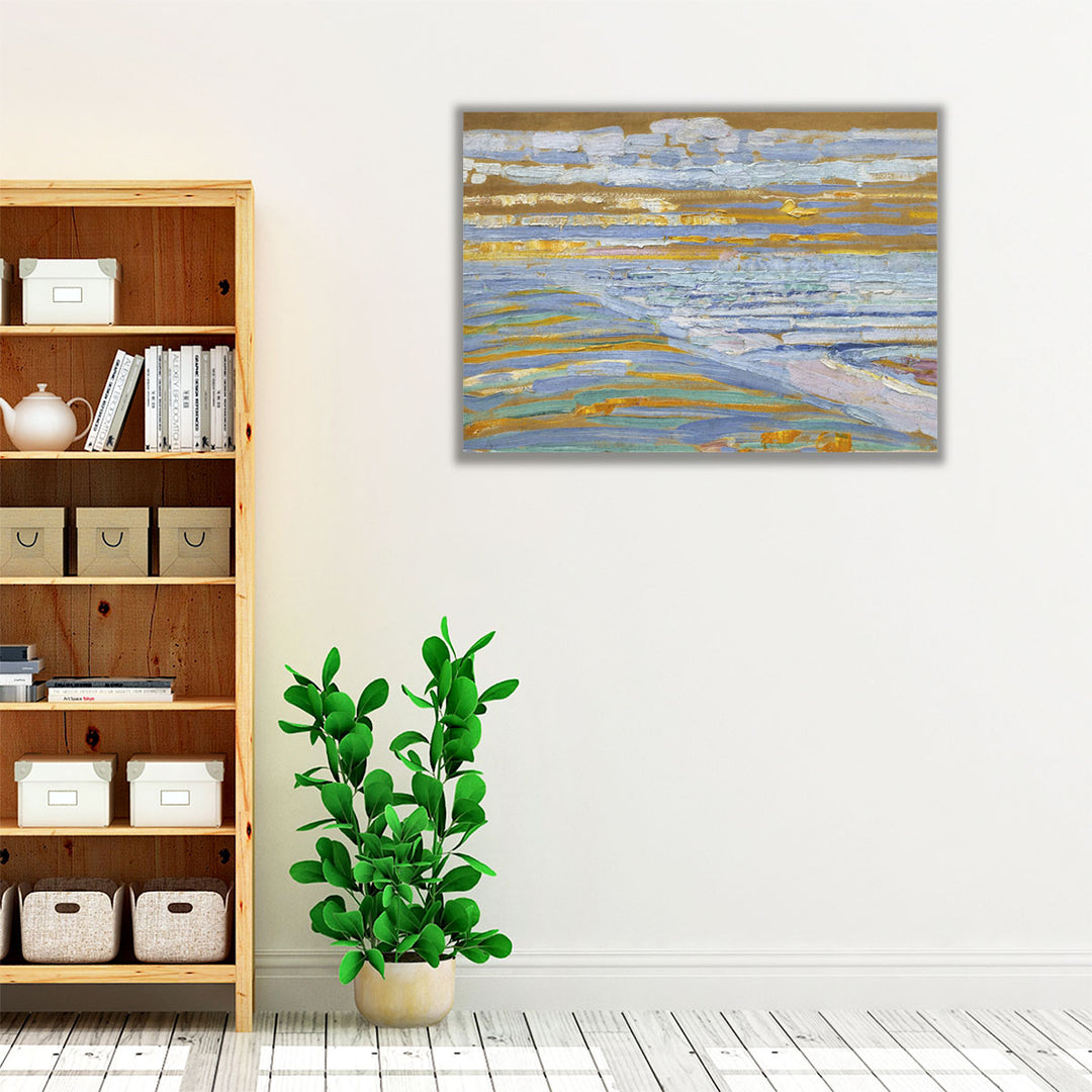 View from the Dunes with Beach and Piers, Domburg - Canvas Print Wall Art