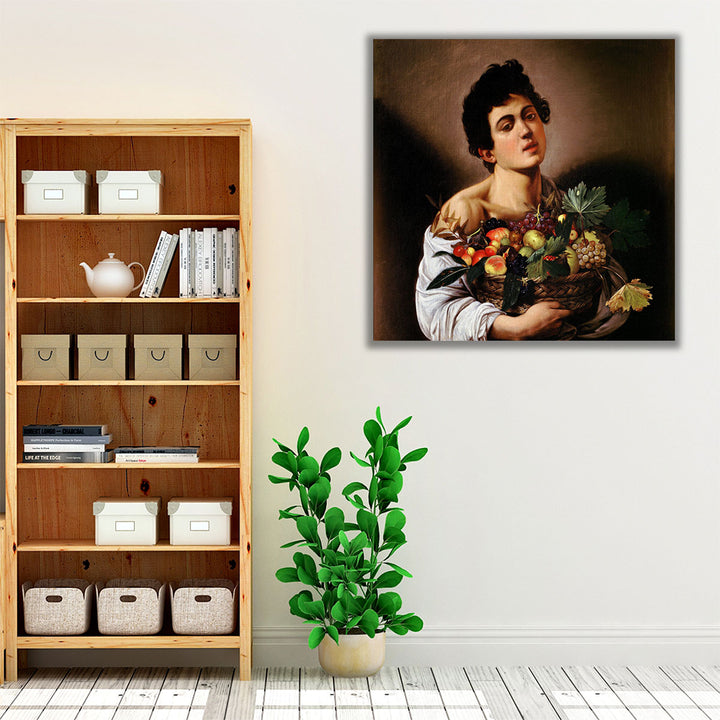 Boy with a Basket of Fruit - Canvas Print Wall Art