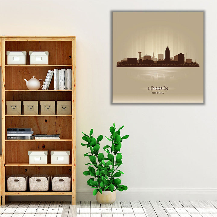 Lincoln, Nebraska, City Skyline - Canvas Print Wall Art