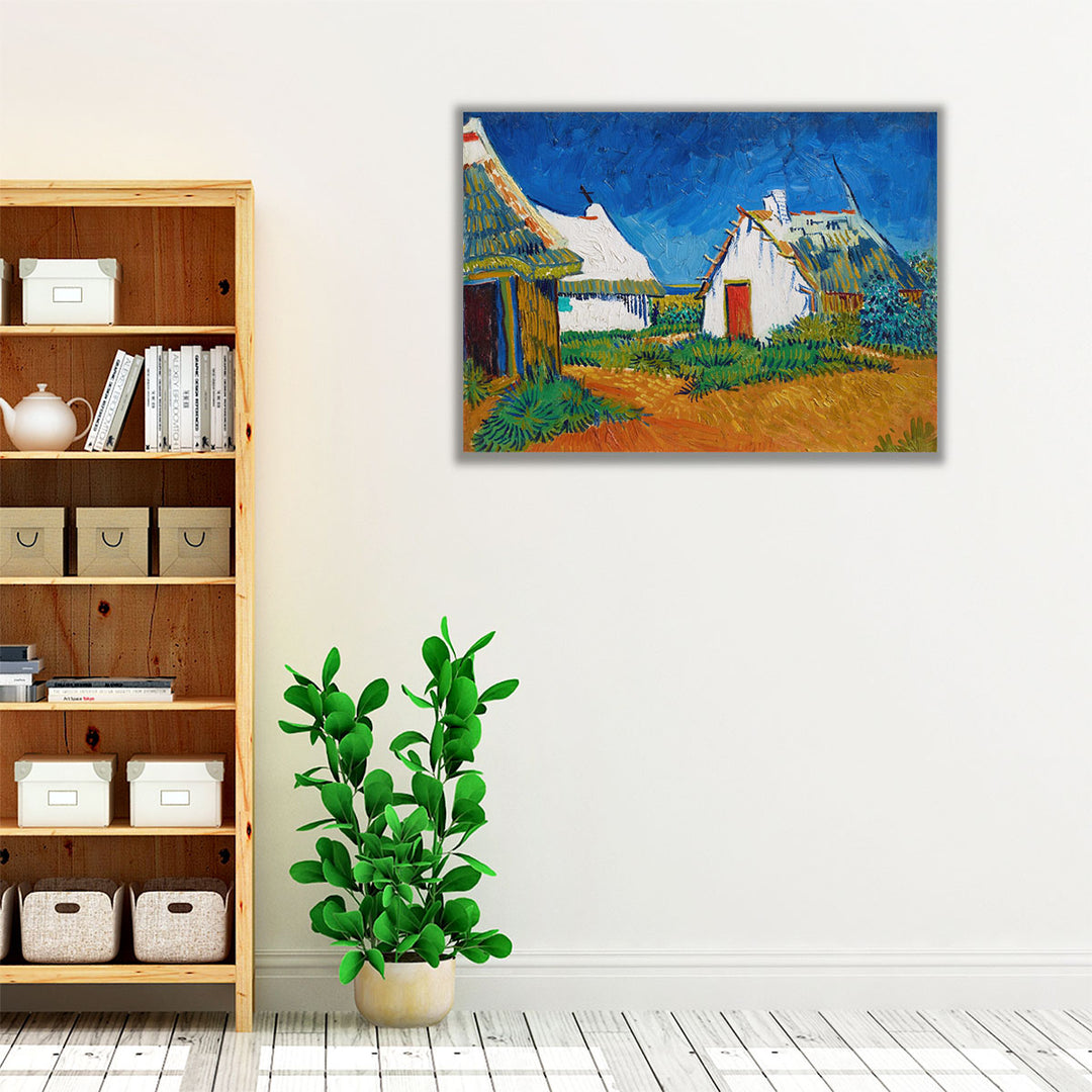 Three White Cottages in Saintes-Maries, 1888- Canvas Print Wall Art