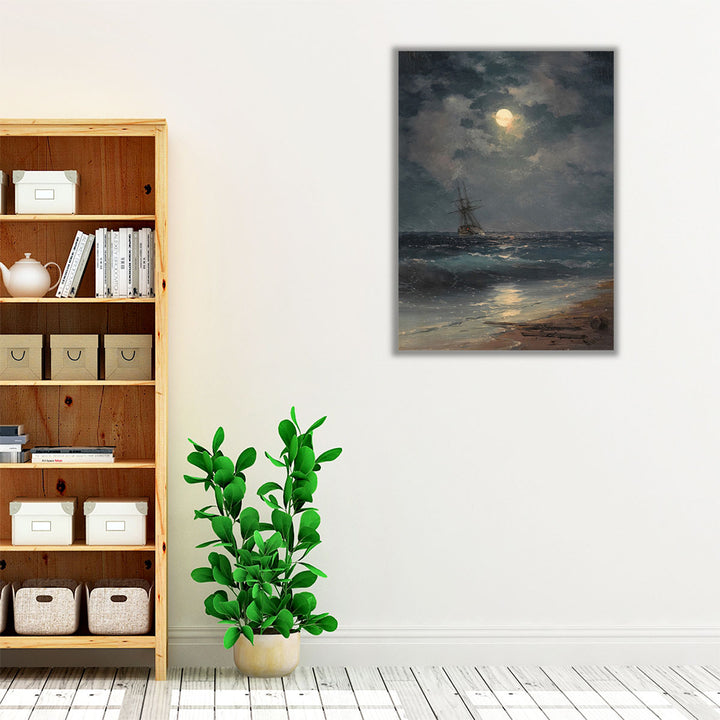 Ship by Moonlight - Canvas Print Wall Art