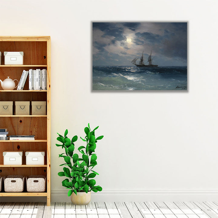 The Brig Mercury In Moonlight, 1874 - Canvas Print Wall Art